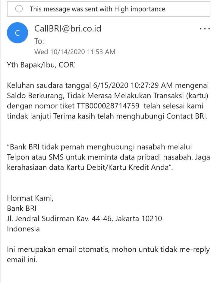 corrinagiovani's tweet photo. Maksudnya? Sudah ditindak lanjuti?? Saya mau uang saya kembali sebagai tanggung jawab Bank BRI . 
@kontakBRI @promo_BRI @BANKBRI_ID @kompascom @KompasTV @MediaKonsumenID 

#bri #bankbri #keamananBRI #danahilang #nasabahdirugikan #mediakonsumen https://t.co/qserysxBAr
