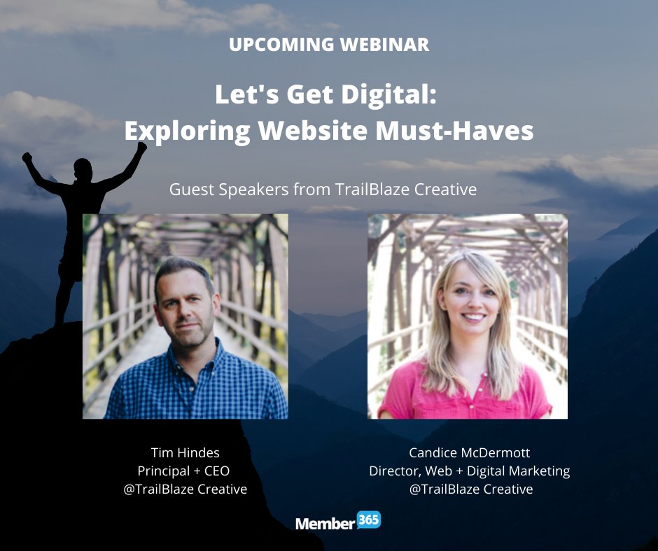 Join our partner, TrailBlaze Creative (<a href="/TrekOutside/">TrailBlaze Creative</a>), as they navigate all the website must-haves to stand out in today's climate.  Learn about the best practices for the placement of calls-to-action, SEO, and more! Save your seat: member365.zoom.us/webinar/regist…
