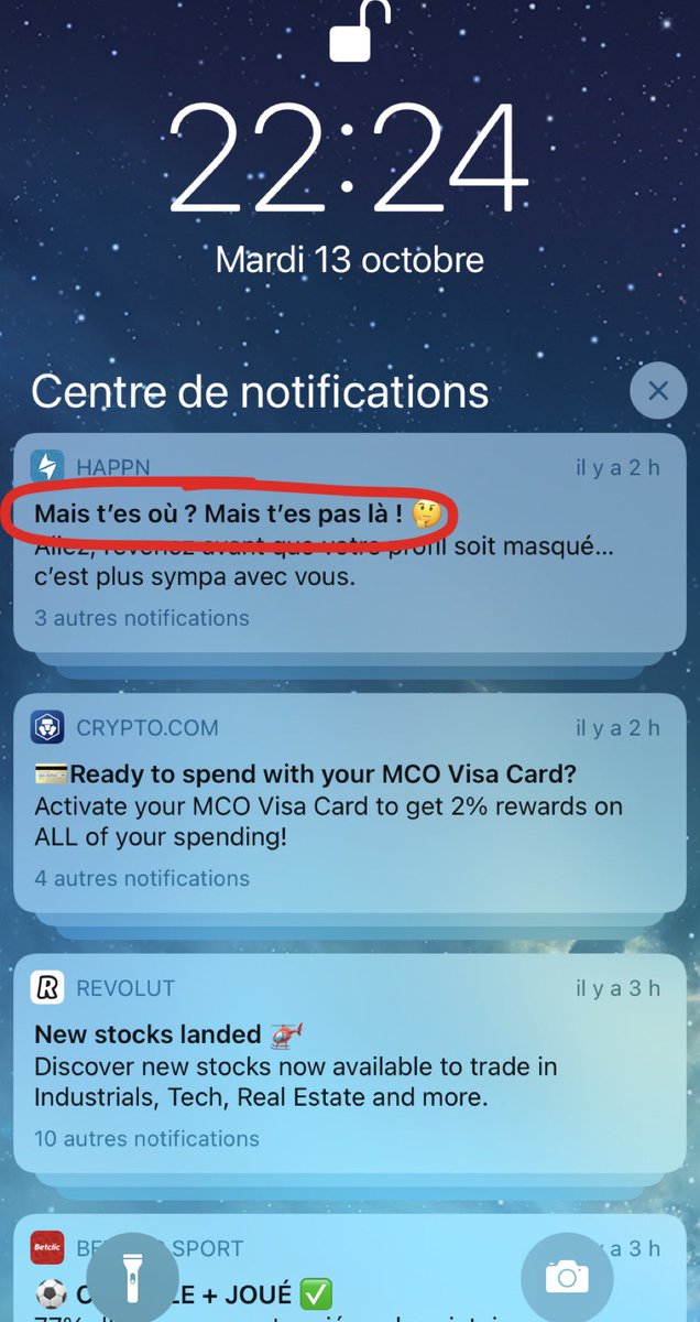 Quand <a href="/happn_app/">happn</a> fait référence à ton artiste préféré dans une notification pr t’inciter à ouvrir l'application en stand-by depuis (très) lgtps... Des fois que ça matcherait avec @VianneyMusique haha ! 😂
Et sinon y’a des droits d'auteur ou bien vous n'êtes pas là chez Happn ? 🙈