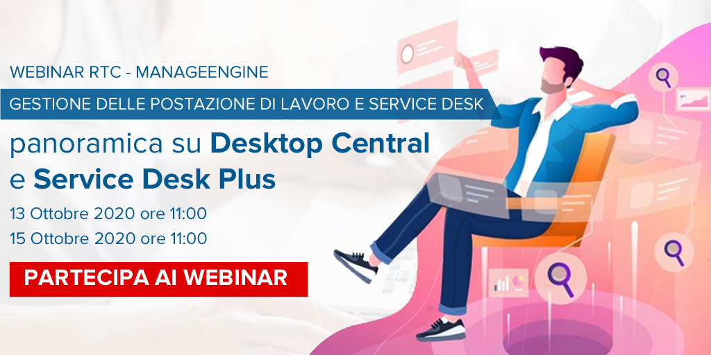 Il #software più adatto a gestire e monitorare il personale, in epoca smart, è il prodotto di @ManageEngine "Desktop Central" ✊
Per scoprirne tutte le funzionalità approfitta e partecipa al #webinar che terrà @RTC SPA domani alle ore 11.00 ⏰🔽
https://t.co/syi8CWQyg8 https://t.co/USLtOInCfU