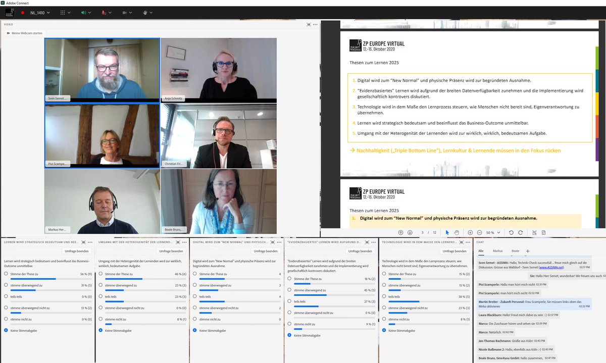 ZP_Universe's tweet photo. Die Session des #ZPThinkTank Learning & Training in der Networking Lounge war ein voller Erfolg! So lieben wir die #ZPE20Virtual: Interaktiv, progressiv & auf Augenhöhe. Vielen Dank an alle! @SvenSemet @MHerkersdorf @PiviScamperle #AnjaSchmitz #Beatebruns #ChristianFriedrich https://t.co/k5KGKnIOFu