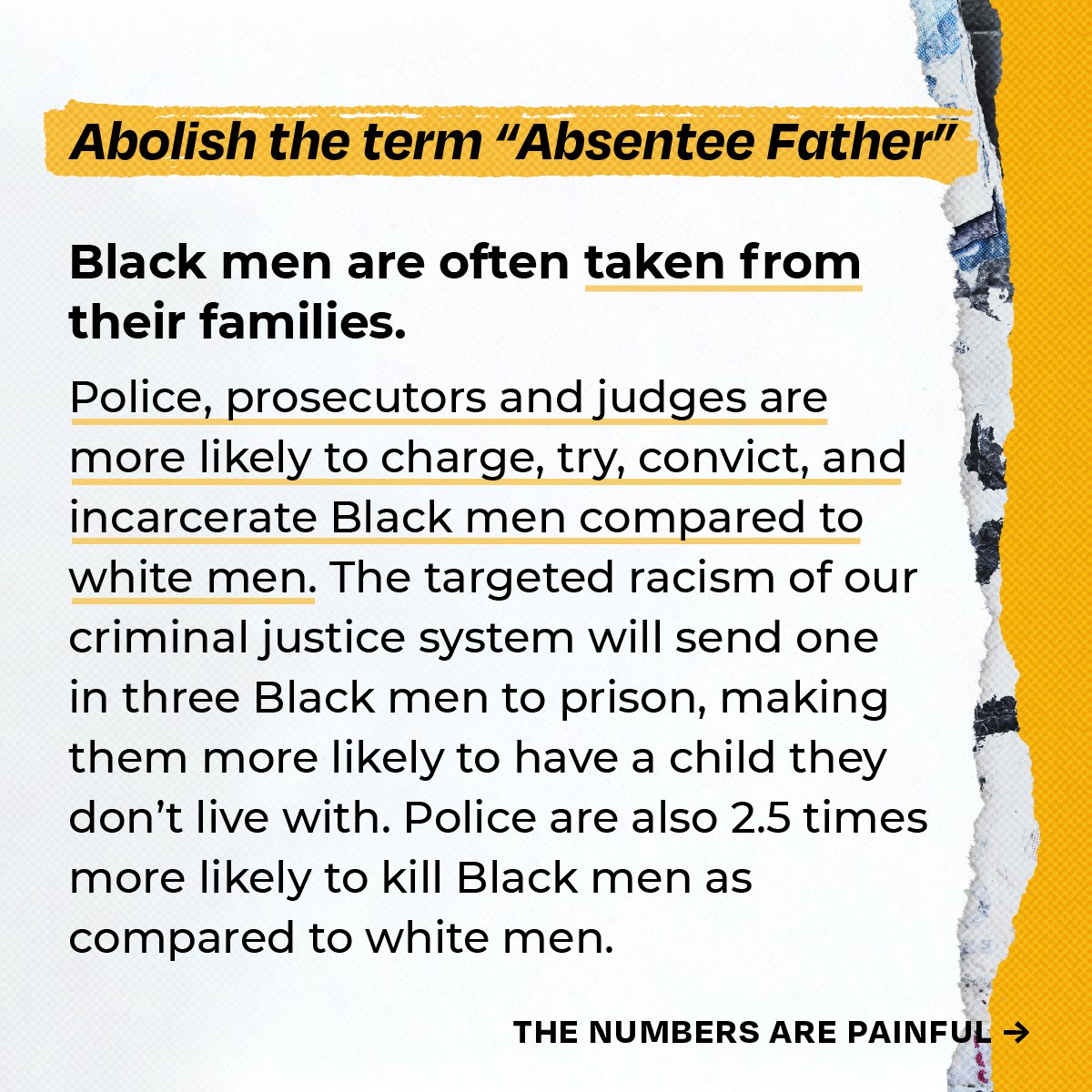 Help us stop the spread of these racist narratives and abolish “absentee father” from your vocabulary today.Read 'Changing the Narrative About Black Families.'  https://colorofchange.org/narrativepower/ 