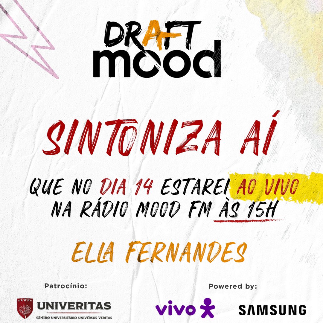 ellaffernandes's tweet photo. Amigos hoje estarei ao vivo na @radiomoodfm às 15:00hr pra cantar “Barbie de rua” e bater um papo bem legal com a galera da rádio.
Sintoniza aí na 104,5 fm e marca @ellaffernandes ✨
#draftmood
#radiomood https://t.co/F9WYKQTwEt