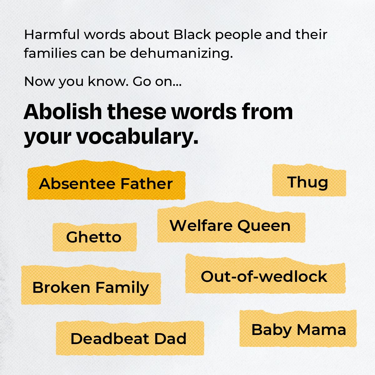 Systemic racism has taken many Black fathers away from their families and communities. Stop the spread of racist narratives against  #BlackFamilies and abolish “absentee father” from your vocabulary today.  #AbolishRacistTerms  https://colorofchange.org/narrativepower/ 