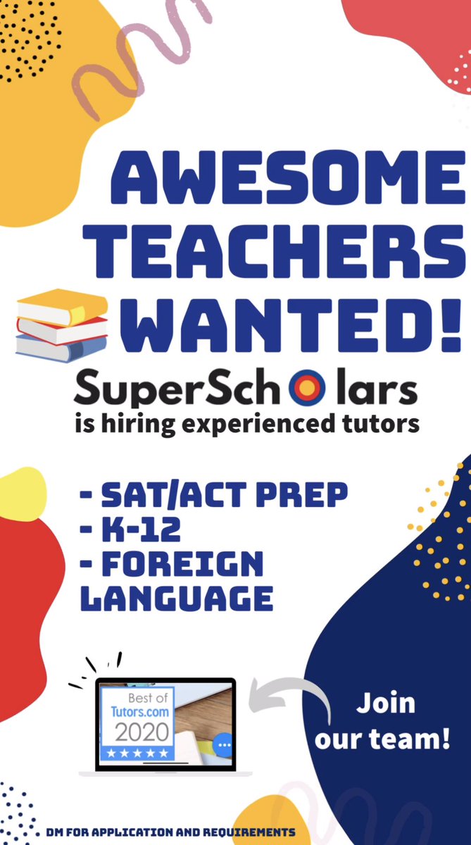 SuperScholars is hiring!
Tag a teacher below or message us if you’re interested in applying!
#tutor #tutoring #tutorjobs #virtualtutor