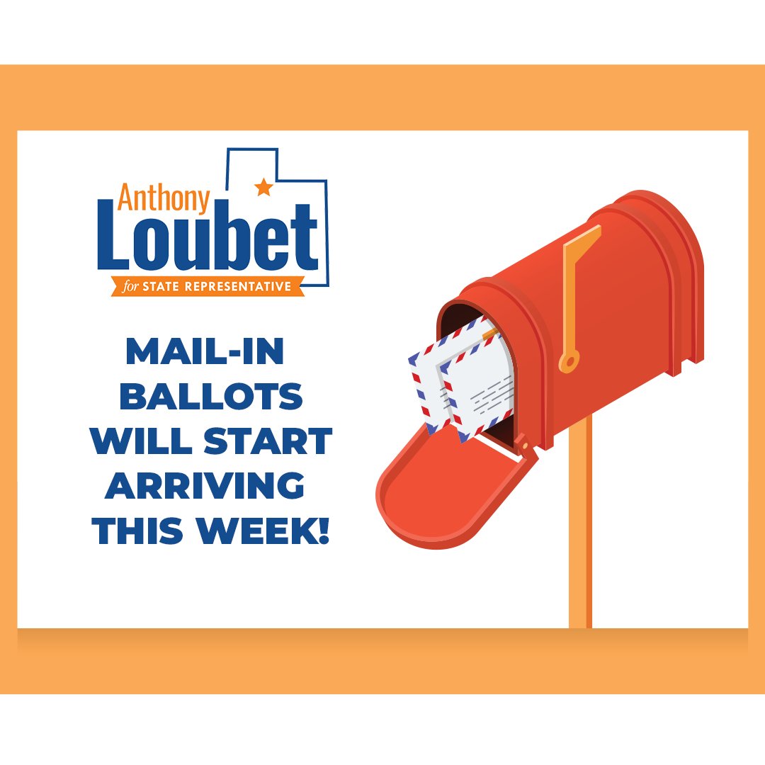 Ballots will be coming to your mailbox starting this week!!  We've heard great positive feedback from our door-knocking and service projects we have done in the district!  You can join our team &amp; invite everyone to vote for Anthony Loubet for Utah House District 22.  #ALoubet22