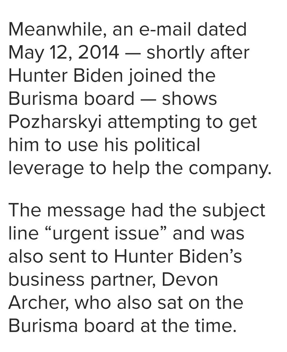 9)Let's Walk Hunter to "school" on His First Big Day as an Official Burisma Board Member May 12, 2014His Very First Assignment for That  $HUGE$ Monthly Stipen? Urgent Calls to Use His Political Influence to Help Burisma Holdings!Devon Archer also pressed.