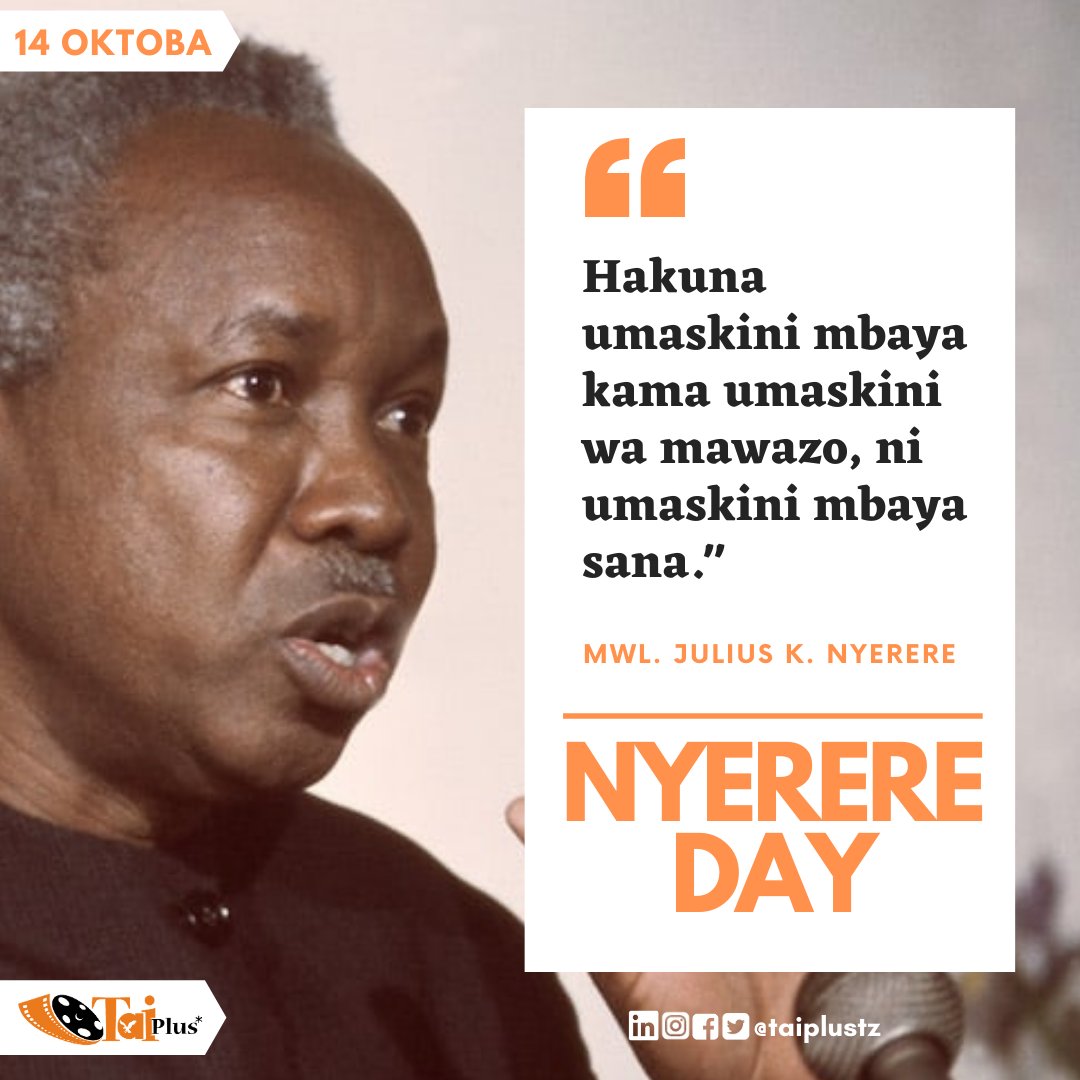 taiplustz's tweet photo. #NyerereDay
Tumuenzi baba wa taifa kwa kuzidi kuwa WABUNIFU na WATATUA MATATIZO katika jamii zetu. #NyerereDay2020 #creativity #TaiPlus https://t.co/6dider6Vza