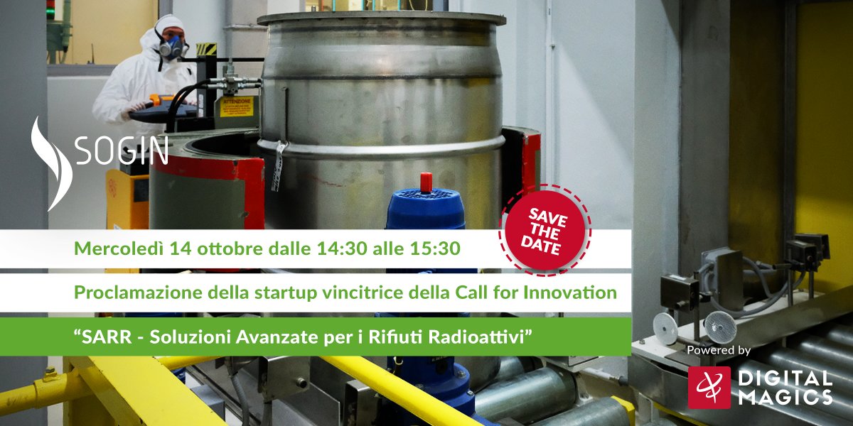 Digital_Magics's tweet photo. Oggi si chiude la #callforinnovation di Sogin lanciata a Giugno. Grazie a tutte le #startup che si sono messe in gioco!
Appuntamento alle 14.30 con il live event per scoprire il progetto vincitore: https://t.co/WEv3uFpPfi 

#SoginInnova https://t.co/eyCgcl0ni9
