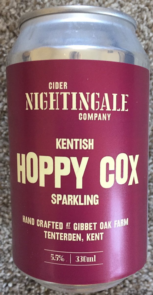 SchoolofBooze's tweet image. Another gorgeous tang-tastic cider from @NightingaleCidr. Hoppy Cox is their latest release.  Made with Cox &amp;amp; Jonagold and dry hopped with Ernest variety grown by  @hukins_hops adding extra zip to the aroma and depth of flavour.  #RethinkCider #DiscoverCider