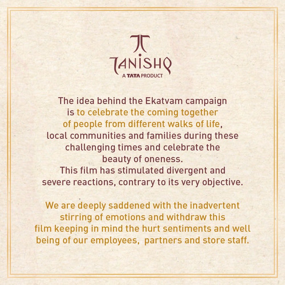 In any case, buttering up fascists has never helped anyone for long. When you ride a fascist tiger, the tiger will eventually eat you up.The  #tanishq fiasco is nothing but the hateful chickens coming home to roost for Tatas.Tatas deserve to be called out, not sympathy..