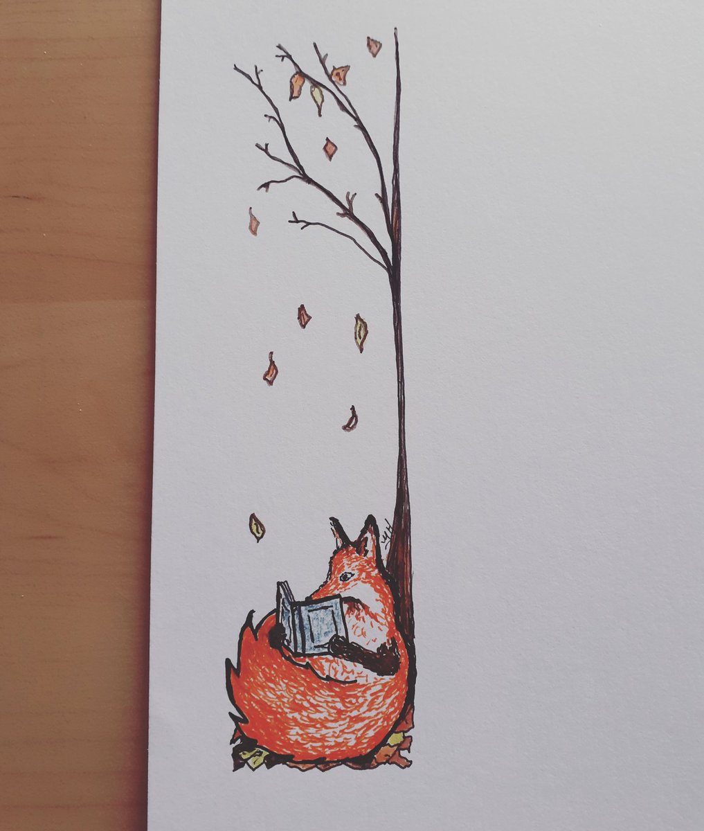 #inktober day 14. Trying out ideas for bookmarks. Fox curled up with a book. It's a #workinprogress idea. #bookmarks #curlupwithagoodbook #inktober2020 #edinburgh #localartist