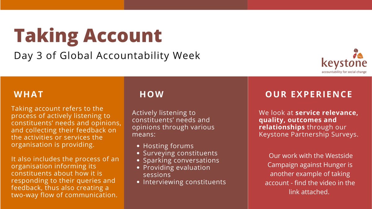Global Accountability Week Day 3! – Learn more about ‘Taking Account’ and view this video of our work with Westside Campaign Against Hunger - keystoneaccountability.org/wp-content/upl…