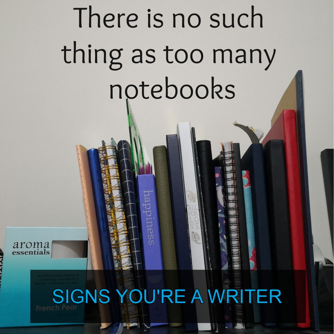 MirandaIHarvey's tweet photo. Who else have too many notebooks - all half filled? #authorproblems #signsyoureawriter https://t.co/iv0JBvXAKv