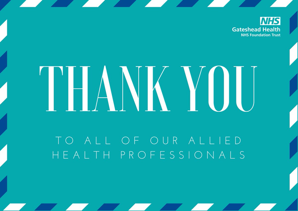 Happy #AHPDay to all of our AHP colleagues across Gateshead Health NHS Foundation Trust!

#ThankYou for everything you do for our patients and the significance role you have played during the ongoing #COVID19 response. 💙