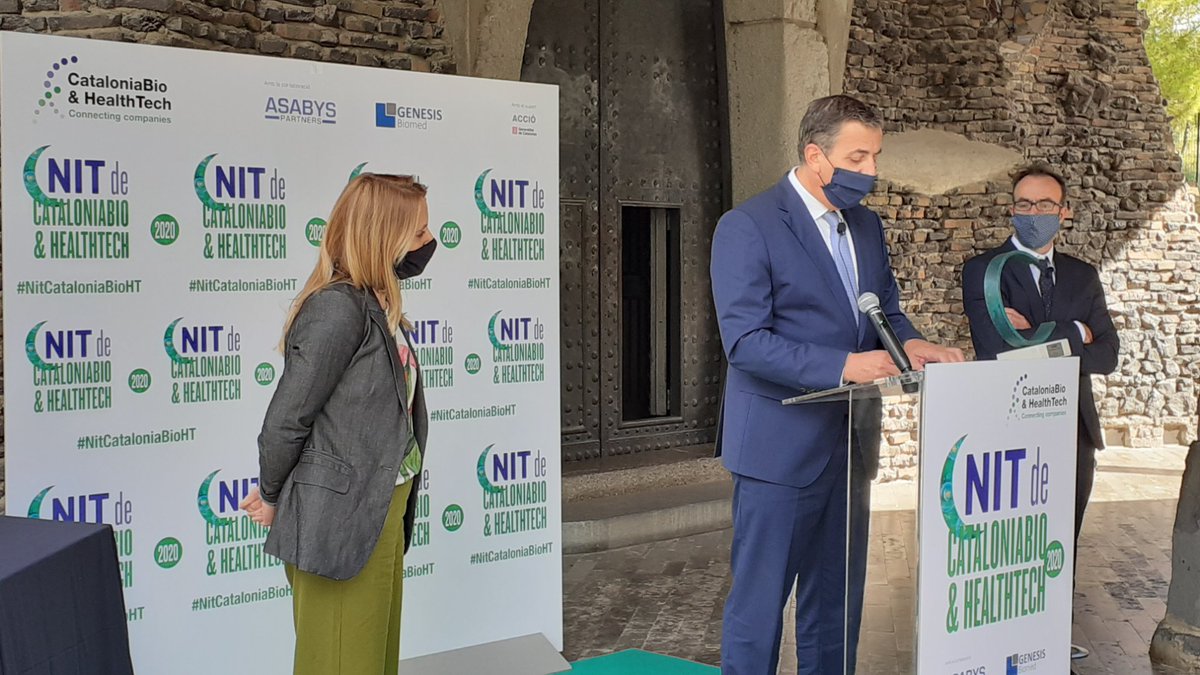 Joan Puig de Dou (@KymosPharma): 'Estem molt agraïts per aquest reconeixement a la nostra trajectòria i l'aposta constant per la #innovació i #internacionalització. També és un premi a totes les CROs' #NitCataloniaBioHT #PremiBioèxit