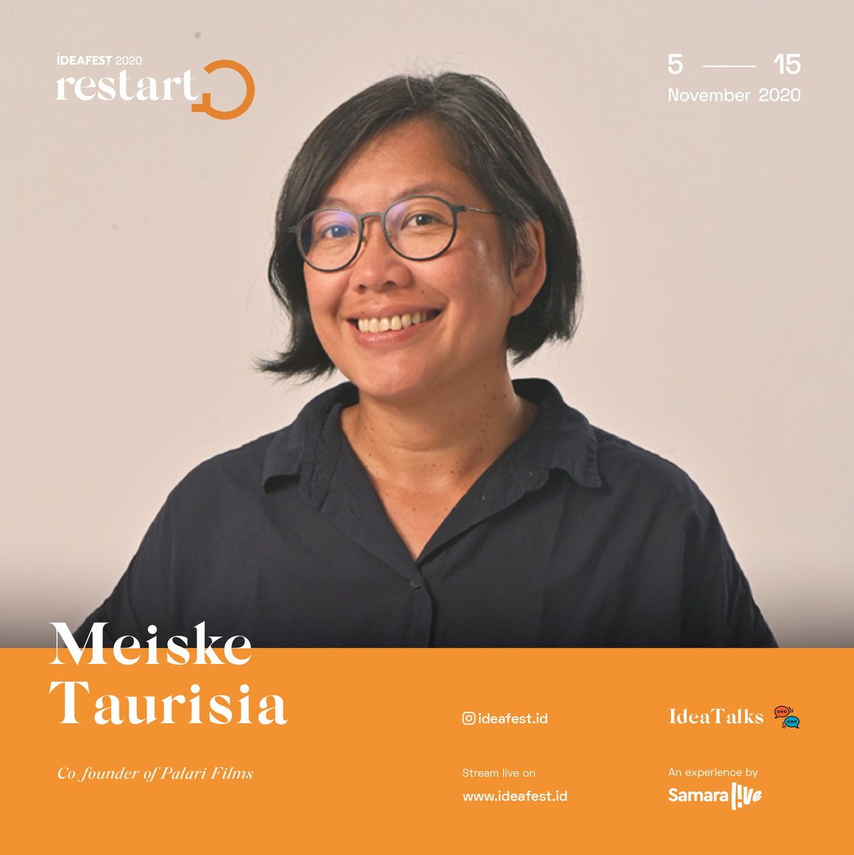 IdeafestID's tweet photo. Do you label yourself as an Indonesian film enthusiast? If you do, then you should attend this year’s Ideafest because @dmeiske2, Co-founder of @palarifilms will be sharing the must-know knowledge and her personal experience as a film producer at Ideafest! https://t.co/zAN2ii2ZJZ