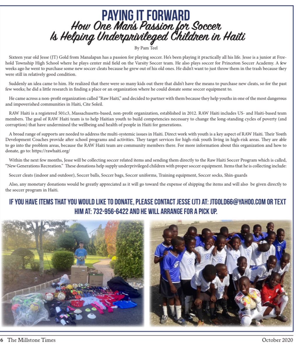 FTHS_Menssoccer's tweet photo. Being a good soccer player is one thing, being a great human is far more important! I’d like to personally commend @JTGold3 for his commitment to helping kids in Haiti. This is a worthy cause that we will always support. Please help in anyway possible. https://t.co/Ynurc08uTs