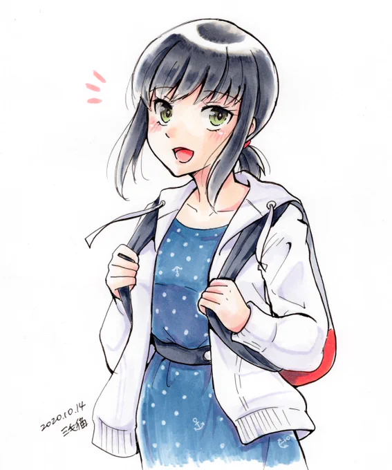 ワンピースでおでかけ吹雪ちゃん。

#艦これ版深夜の真剣お絵描き60分一本勝負
#艦これ版真剣お絵描き60分一本勝負_20201014
#艦これ #吹雪 #コピック 