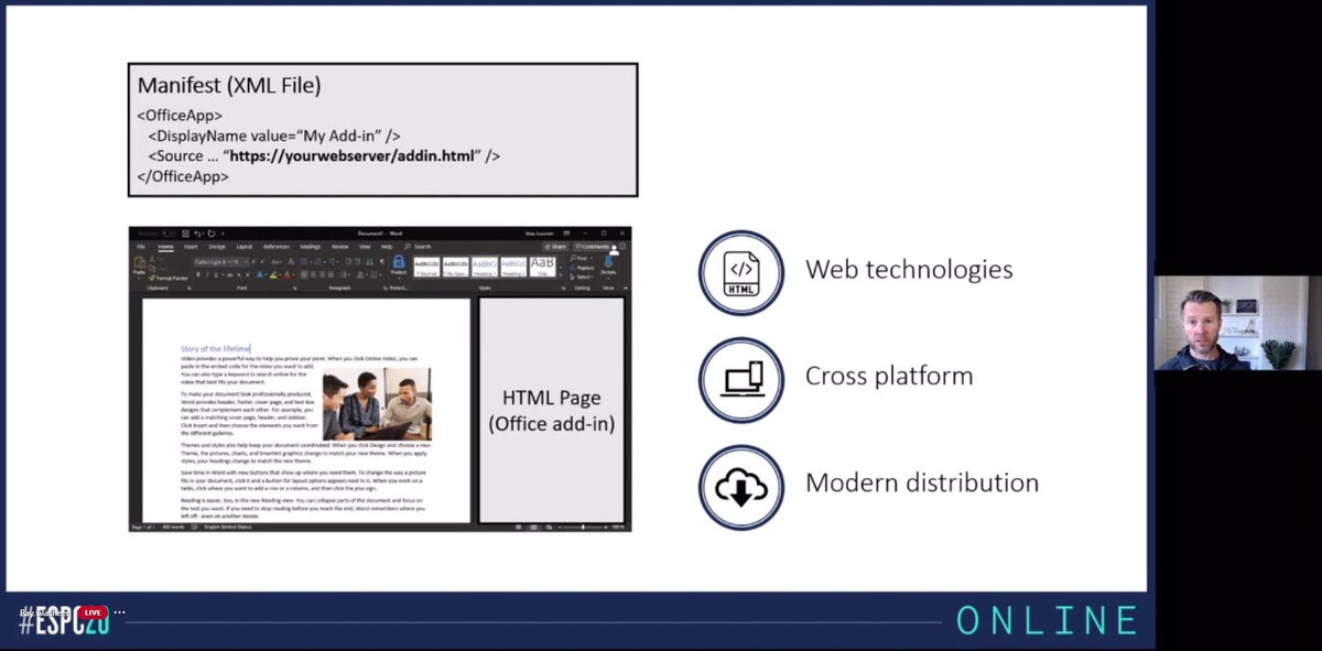 CameronDwyer's tweet image. ⏰The time has come - my session on the Building Blocks of Office Add-in is underway! 🛠 #Microsoft365Developer #Office365 #ESPC20