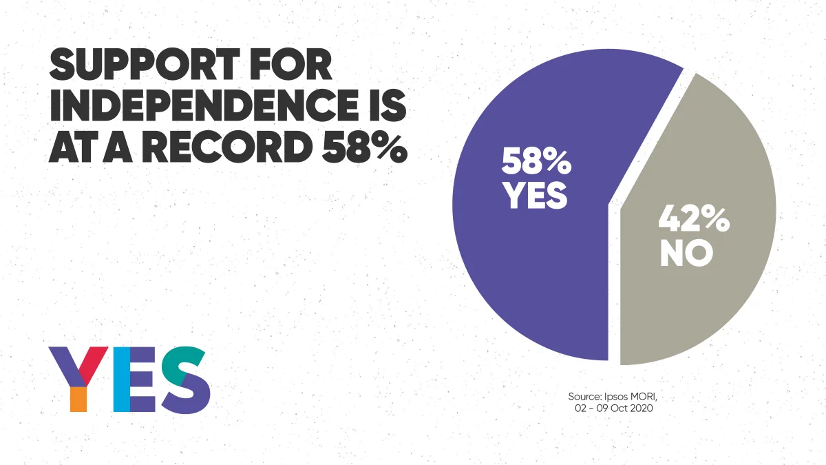 Pie graph of STV poll showing majority support for a Yes vote at 58%.