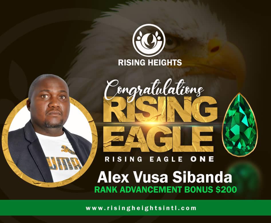 RisingInt's tweet image. Join us in congratulating Alex Vusa Sibanda 👏🏼 
This Leader is an Eagle on a rise!!! 
Alex has bagged a whopping $200 Rank Advancement Bonus! That’s an estimated R3300! 💰 
You can do it too! For more info, send is a WhatsApp message on +27 (71) 114-2976