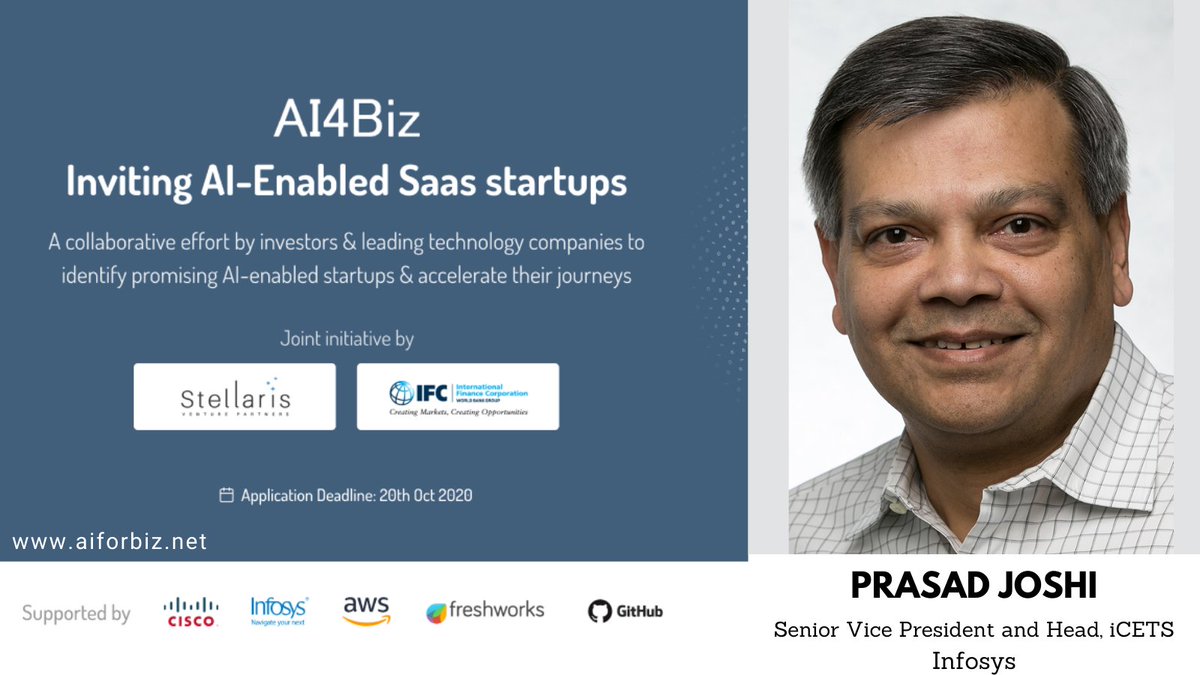 Stellaris_VP's tweet image. #MeetTheJury at #AI4Biz

Prasad leads Infosys Center for Emerging Technology Solutions (iCETS), a key unit at @Infosys responsible for building expertise in emerging technologies. As part of global charter, he leads the creation of startup ecosystems and academia relationships.