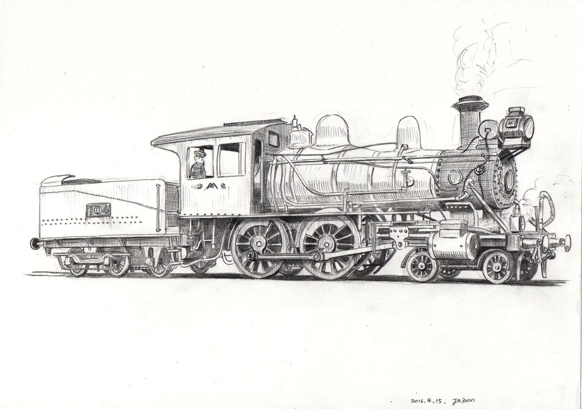 わいえぬ3000 今日 10月14日は 鉄道の日 過去絵ですが 明治の古典slたちのイラストです 今の動態slにはない魅力がありますよね