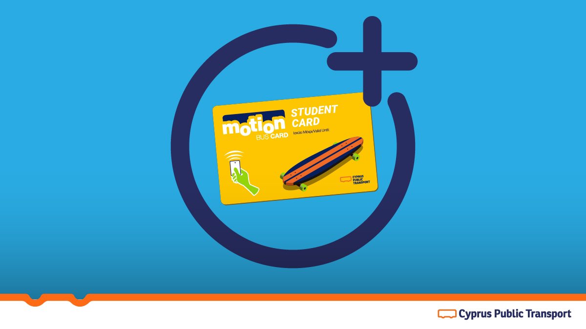 CyprusPT's tweet photo. Top-up your Student Motion Card in just a few minutes!!⏱⏱⏱
Do it now online!
Go to https://t.co/ltSVP6bfZs
and top-up your card saving valuable time! 
Extension until 20/10 for renewal of your card for the month of October!
#CyprusPublicTransport #MotionCard https://t.co/jDbSCrfPmL
