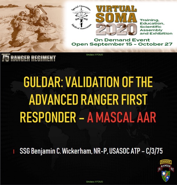 SpecOpsMedics's tweet photo. Gain insight from the #75th #RangerRegiment and their #ARFR only at #VirtualSOMSA Register here: https://t.co/ypdba2WpkV
#trauma #medicine #mascal
@NARescue @CommitteeonTCCC @75thRMED @NextGenComMed https://t.co/S5AGlcLn1G