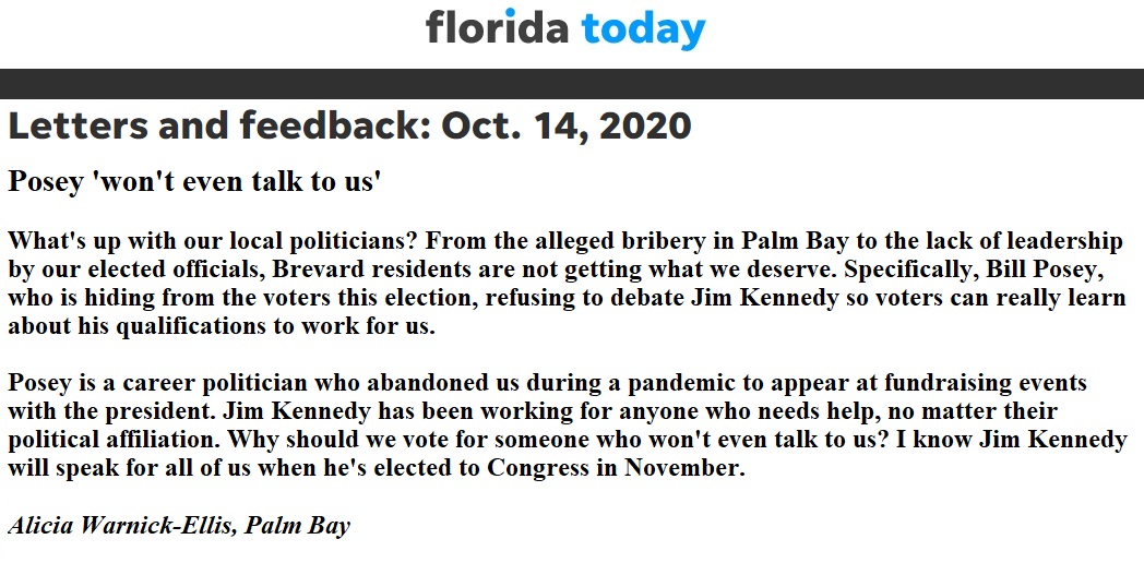 FL8VoteBetter's tweet photo. ✴️Another #FL8 Resident Speaks Out ... And, they're NOT Happy with Bill Posey!  ✴️

A perfect example of why we MUST #FlipFL8🚀

Check Out Jim Kennedy
Twitter: @JK4Florida
Facebook: https://t.co/tN3TRfLIMo… 
Website: https://t.co/6kOdrNdHSW 
Donate: https://t.co/9R1LTsx6eb https://t.co/hCdaldkXP1