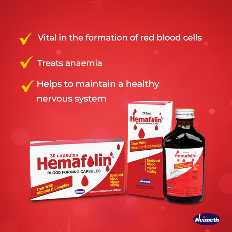 NeimethPlc's tweet photo. Iron, Vitamin C, Vitamin B12 and Folic Acid all packed together to ensure you stay in optimum health and your body produces enough red blood cells needed to function properly.

Visit a pharmacy near you and insist on Hemafolin.

#Hemafolin #Neimeth #Vitamins #HealthyLiving https://t.co/njjp0oDxvp