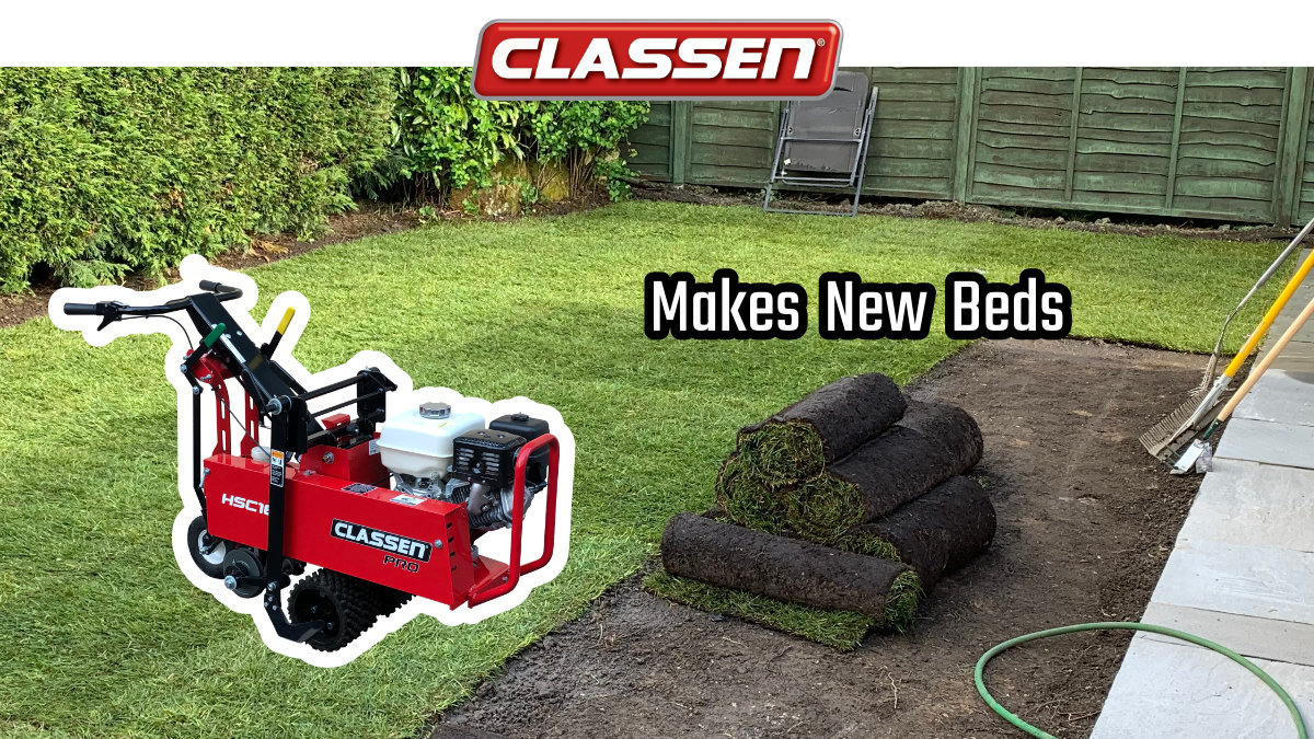 Make a bed for new shrubs, spring-flowering daffodils and tulips. Fall is the best time to plant. Slice off the sod fast with a Classen Sod Cutter. Smooth operation.  classenturfcare.com/product-catego…  #rentclassen #fallbedtime #classensodcutters #classenturfcare