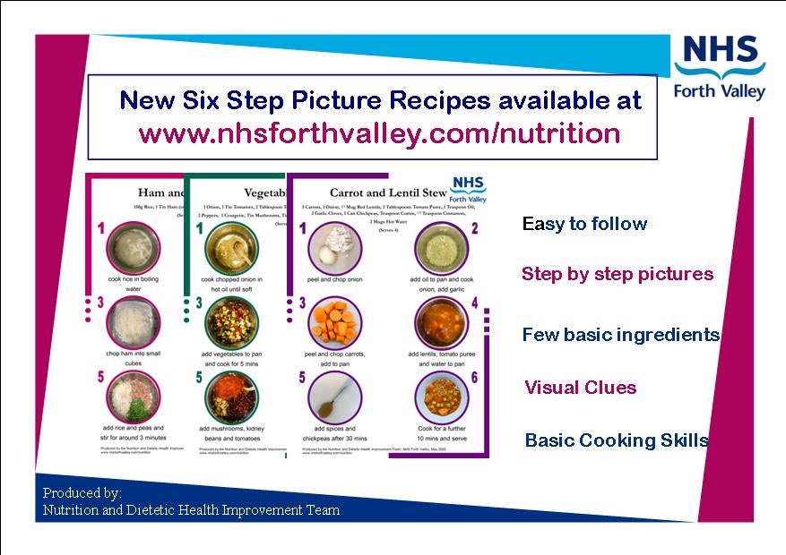 Murray1Pamela's tweet photo. So excited 😀 to share our teams new Six Step Picture Recipes - download from #CommunityNutrition https://t.co/wmmxu2bmJk #recipes #EasyToFollow #lockdown #storecupboard @NHSForthValley @falkirkcouncil @CVSFalkirk @StirlingCouncil @ClacksCouncil @P_H_S_CFHS @P_H_S_Official https://t.co/ED4aNrUyHG