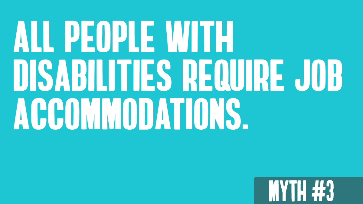 CIL_Orlando's tweet photo. Sharing  #WednesdayWisdom as we continue to squash  myths during #NationalDisabilityEmploymentAwarenessMonth. 
Myth #3:All people with disabilities require job accommodations.
Truth #3:Studies have shown that less than one-quarter of employees w. disabilities need
accommodations. https://t.co/lUNwBJwXxH
