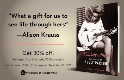 I'm so thrilled that my book, UNLIKELY ANGEL: THE SONGS OF DOLLY PARTON, is out! Dolly spoke to me about the music she heard growing up, her songs, and her creative process. Here's a promo code: F20UIP go.illinois.edu/F20Hamessley  
<a href="/DollyParton/">Dolly Parton</a> <a href="/PartonNews/">Dolly Parton News ☆</a> #dollyparton
