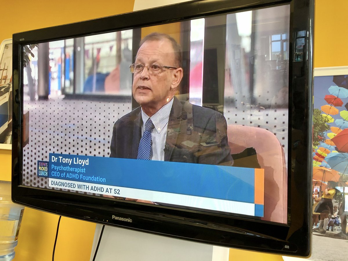 JayneMooreMedia's tweet photo. We are thrilled to see Dr @tonylloyd50, CEO of @ADHDFoundation, lighting up our screens today on @PackedLunchC4, with @StephLunch. Talking all things #ADHD for #ADHDAwarenessMonth https://t.co/6eFnorSMDs