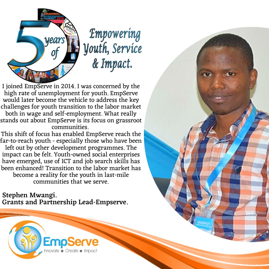 empserve's tweet photo. #foundersfeature
In co-founding EmpServe ,Stephen sought to create solutions for youth transitioning to the job market.
5 years later he has led the team in securing great partnerships that have led to youth-owned social enterprises but also enhanced the use of ICT.
#empserveat5 https://t.co/ypgLxaWH3v