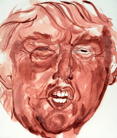 venuslepodcast's tweet photo. Grâce à l'épisode de @lamenstruelle consacré à la place des règles dans l'art, j'ai appris plein de trucs. Par ex j'ai découvert cette œuvre très drôle @bloody_trump, un portrait de Donald Trump que l'artiste @levysarahm a peint avec son sang menstruel #BloodyTrump
[Thread 👇👇] https://t.co/6TD73Ddork