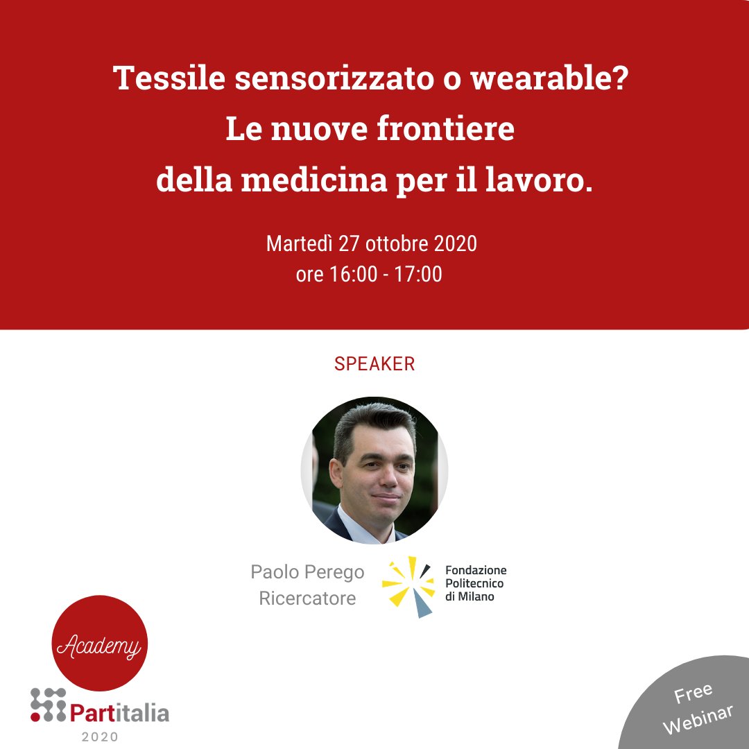 PARTECIPA AL WEBINAR| Tessile sensorizzato o wearable? Le nuove frontiere della medicina per il lavoro.🎓 - mailchi.mp/9bbf45444261/p…