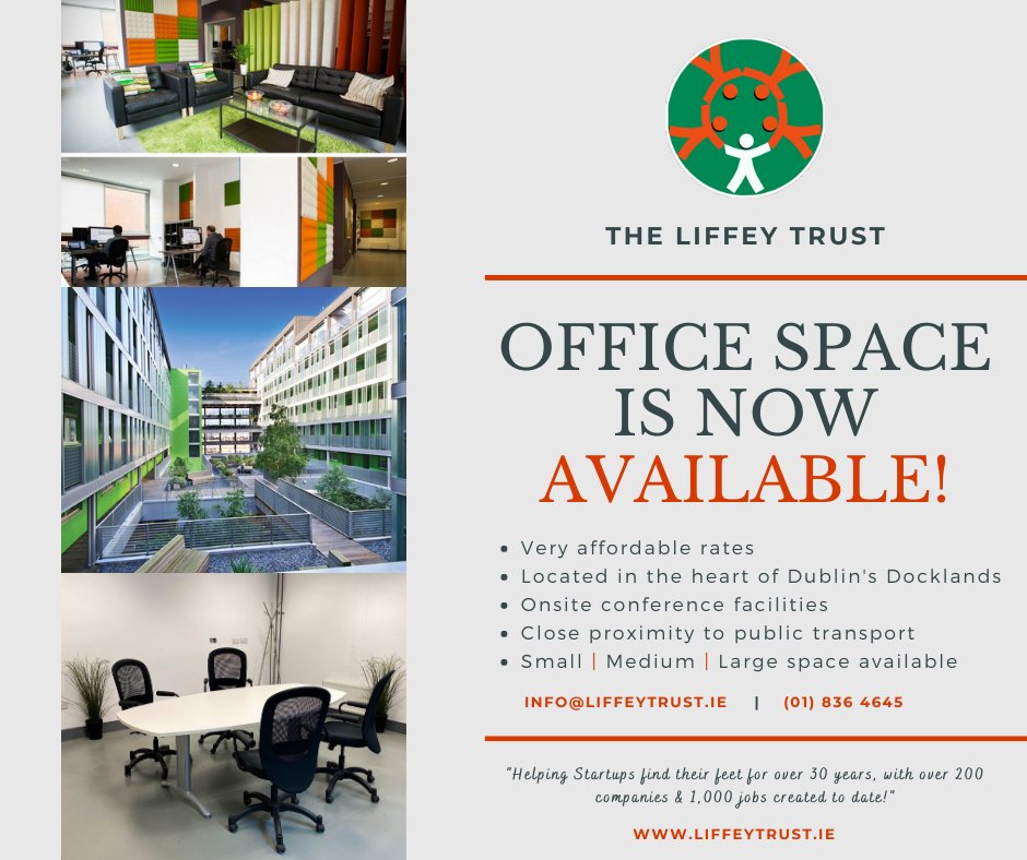 liffeytrust's tweet photo. Looking for #office space in the heart of #Dublin? Look no further than The Liffey Trust Office Hive! 

Perfect for #startup and small businesses!

Get in touch today to book your viewing
📞 (01) 836 4645 📩 info@liffeytrust.ie

#Officespace #SMEs #Entrepreneurship #innovation https://t.co/NaQA9nwDC4