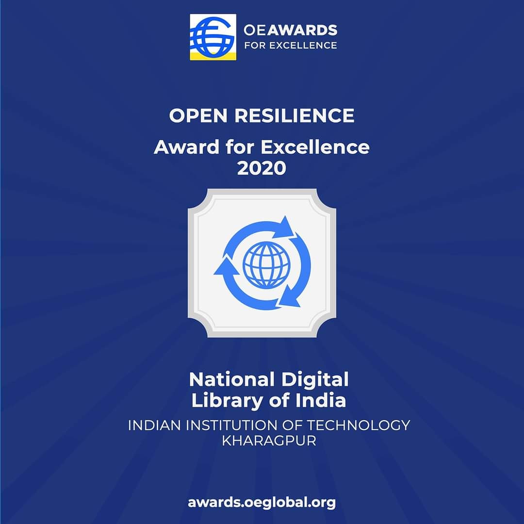 NDLIndia's tweet photo. NDLI #wins the #ORA at the global 'Open Education Awards for Excellence 2020'. recognizing 'exemplary leadership &amp; open education practices implemented in the context of COVID-19.
 @IITKgp @PMOIndia @EduMinOfIndia @DrRPNishank https://t.co/9sH1Mar5ZU