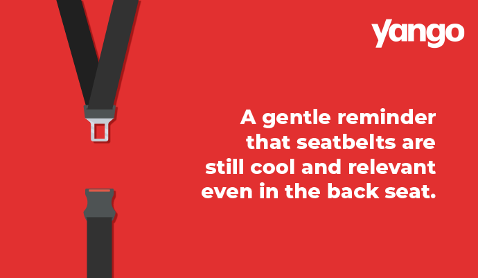 YangoGhana's tweet photo. Spread the word. Tag a friend or retweet this post as a reminder.
Seatbelts, please.
#YangoGhana
#MovePlusYango
#RideSafeWithYango https://t.co/0jzLQfOtjI