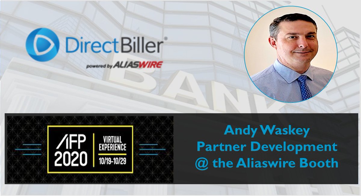 Meet with Andy Waskey or stop by the Aliaswire Booth at #AFP2020 to learn about #DirectBiller - our e-invoicing and bill payment platform that enables Banks to offer complete electronic payment solutions to their commercial clients #payments #fintech