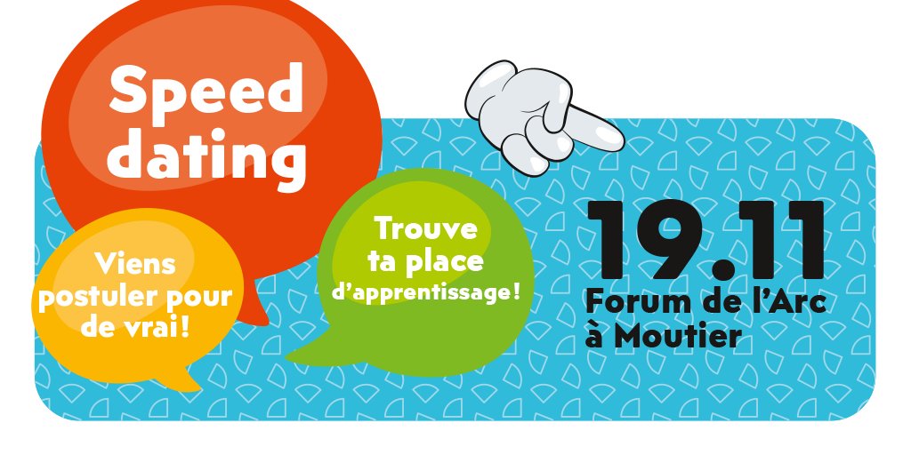 bepogch's tweet photo. SPEED DATING, VIENS POSTULER POUR DE VRAI!
TROUVE TA PLACE D’APPRENTISSAGE!
19.11 - Forum de l’Arc, Moutier

Des entreprises industrielles de la région t’attendent pour un entretien d’embauche. Tu as 5 minutes pour les convaincre !
Des questions?
Call &amp; WhatsApp au 079 914 26 25 https://t.co/cdD84ZxJzw