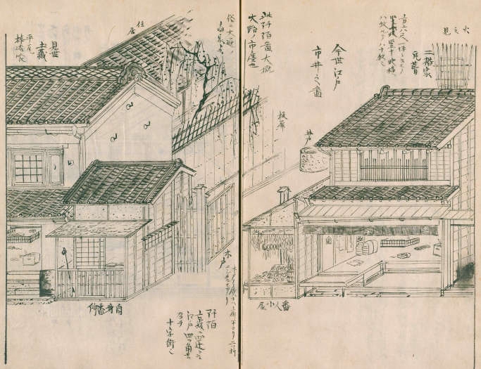 Edo, (old Tokyo 16th/17th-late 19th c.) had a clever system to administrate half a million townspeople and keep the security at the same time: by delegation, to jishinban (left) and kidoban (right), a double set of guard posts at the entrance of each of the 994 town districts.