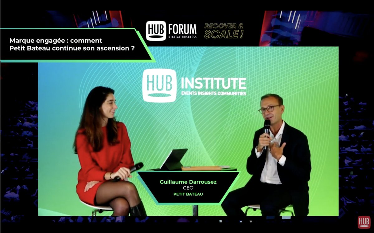 Pour perdurer dans le temps une marque doit être forte. Elle doit avoir un modèle rentable avec des produits différenciants. Elle doit contribuer au bien commun, reconnecter l'Homme à la #planete. Chez @petitbateau nous fabriquons des vêtements durables qui ont 5 vies. #HUBFORUM