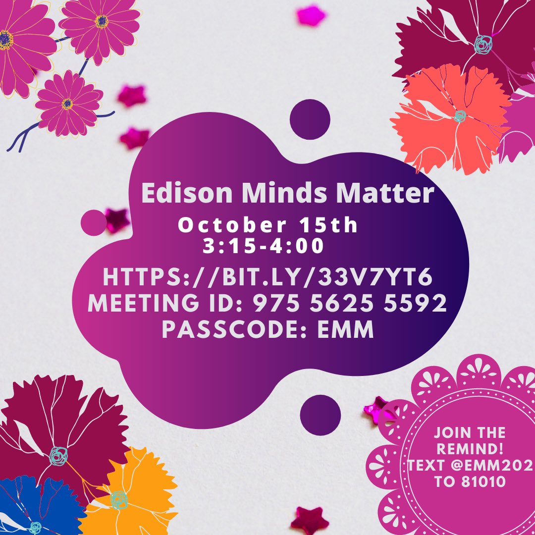 Meeting alert! Join us for our meeting tomorrow, from 3:15-4 pm. Hint hint: we’ll be talking about wellness 😋
Meeting information in in the flyer, and keep a lookout for the link on our remind! See you then! 💜🦅#ehsmindsmatter