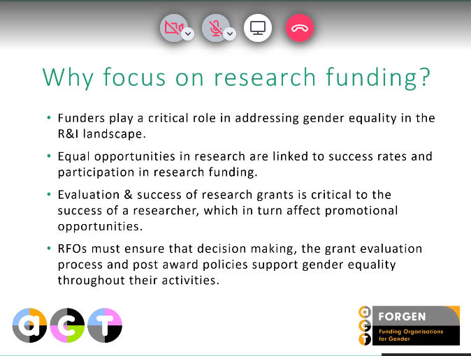 The turn now is for Rochelle Fritch from  #FundingForGender  #ACTonGender CoP. Her presentation is titled "Research Funders CoP: Mitigating bias in the grant evaluation  #DecisionMaking process"