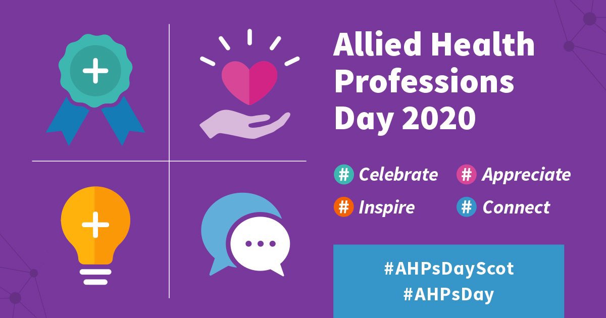 It's #AHPDay2020! Today is a day to #celebrate, #appreciate #inspire & #connect 💜 
This year @_gemmaOT and I look at the theme of #Inspire - Look out for our top tips on e-placements! 😊@AhpDementia #WithOTYouCan #AHPsDay #AHPsDayScot